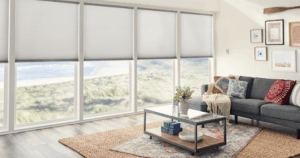 Blog 1 Professional installer from Rick’s Blinds fitting custom window treatments in a Kansas City home.